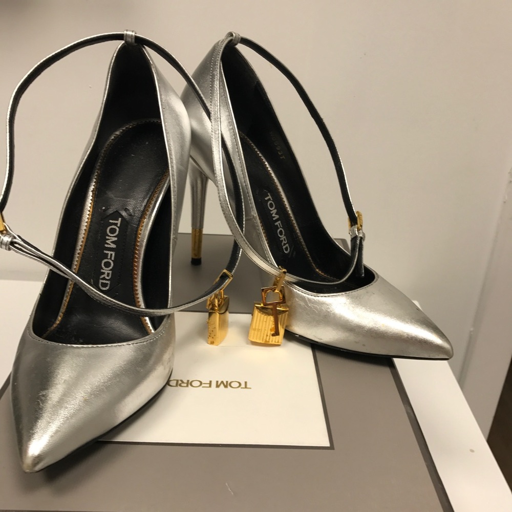 Tom Ford double wrapped ankle strap heels